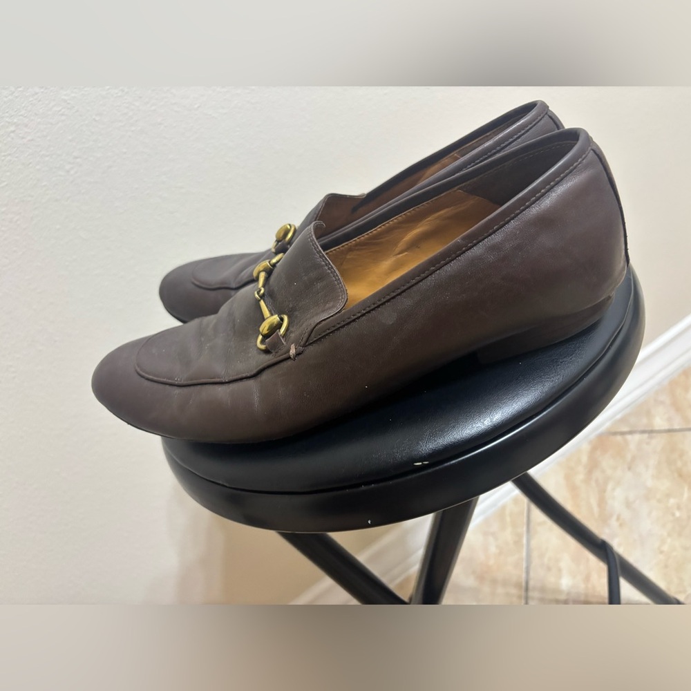 GUCCI Jordaan Horsebit Brown Leather Loafer 44 / 11 US Moccasin $1100 - Picture 3 of 16